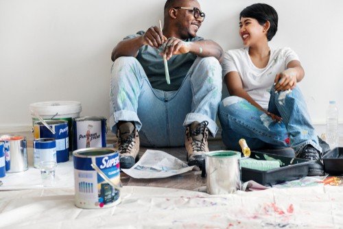 couple doing home renovations