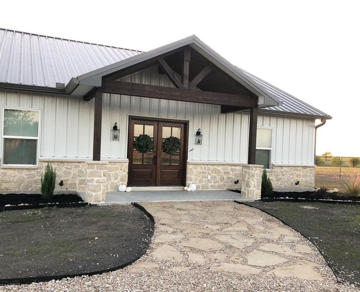 Black and white barndominium