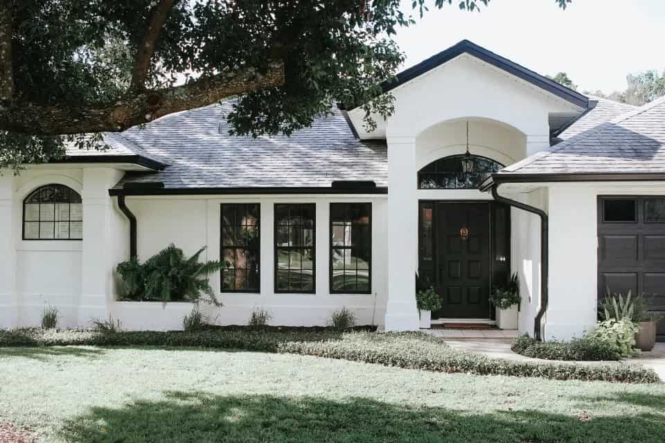 White house with black roof