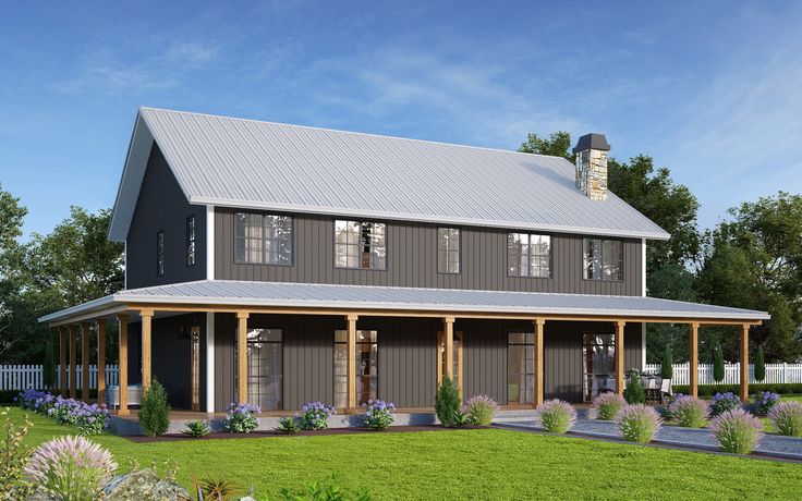 black and grey barndominium