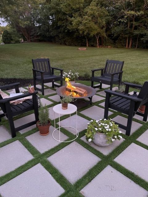 firepit paver patio