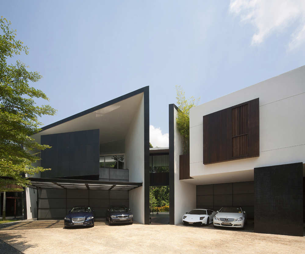 Modern white house black trim