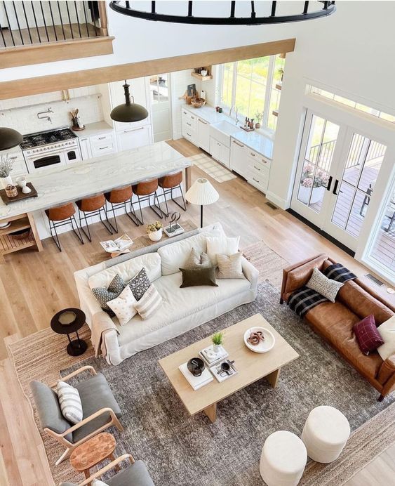 unified color scheme for open kitchen and living room