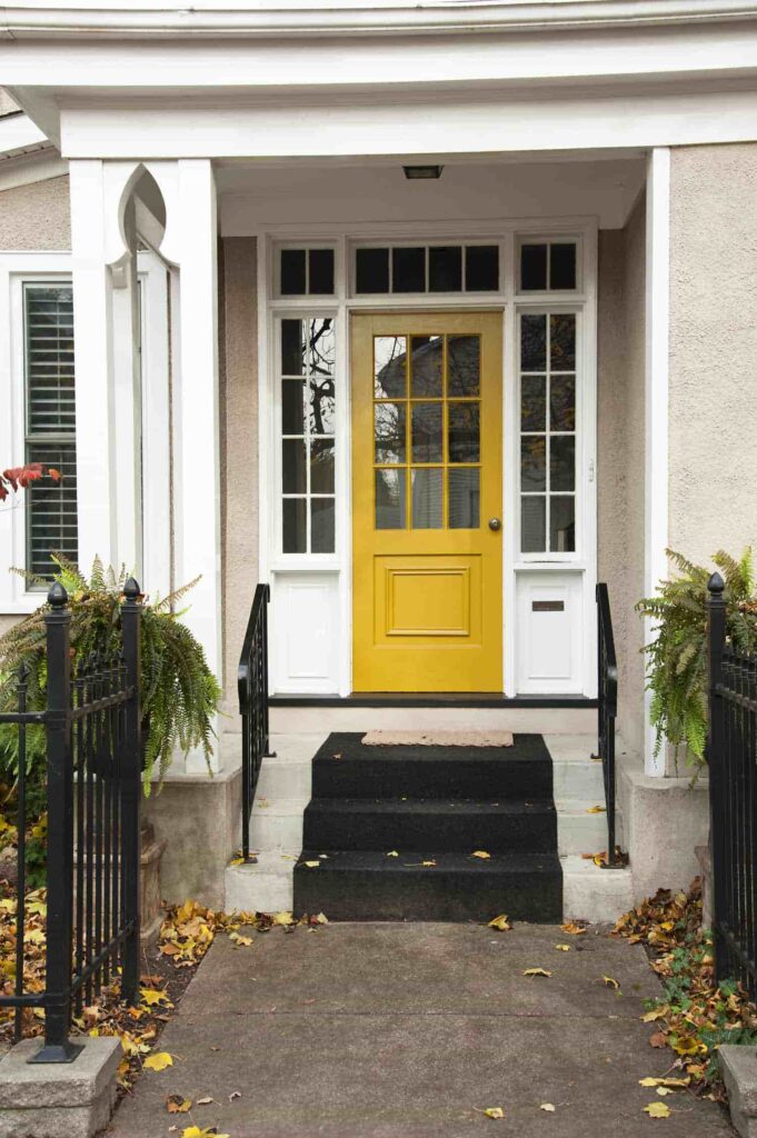 White house with yellow door