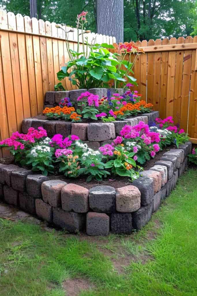 an image showing a corner rock with tiered flowering