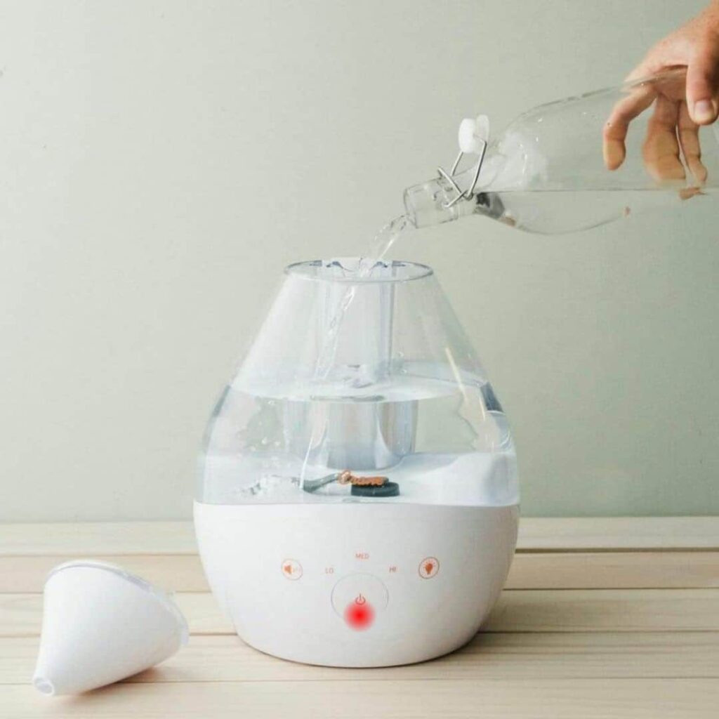 an image showing red light on crane humidifier