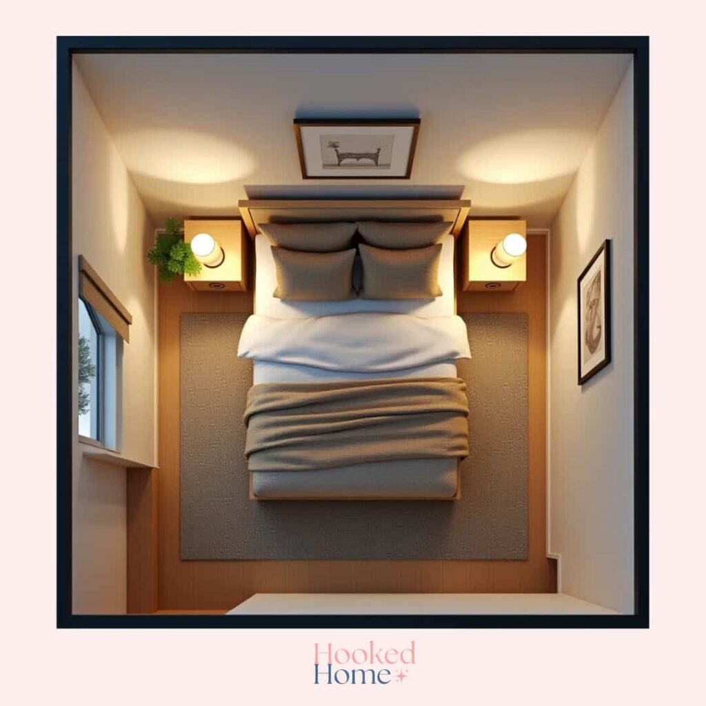 an image showing king size bed fitted into 10x10 room