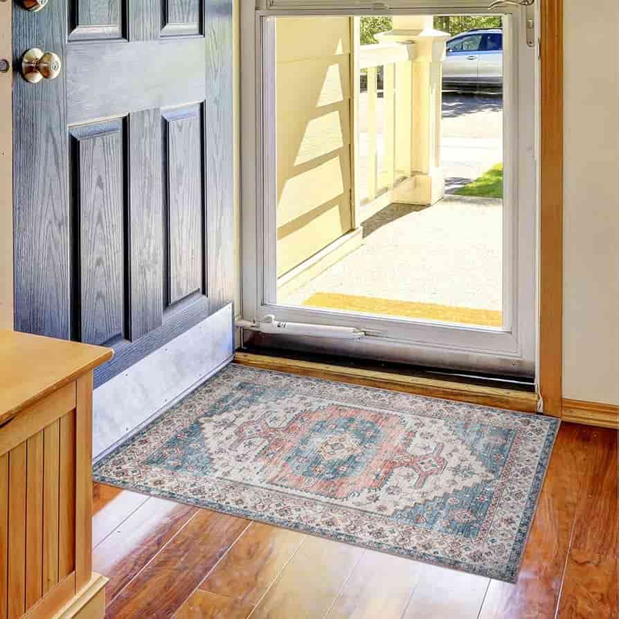 an image showing a small 4x6 rug placed on entry way