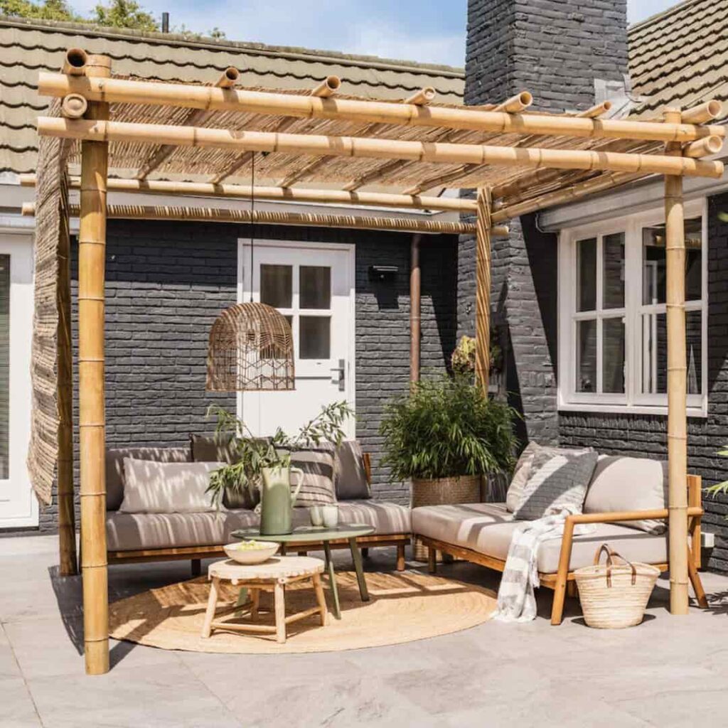 bamboo style extension patio roof