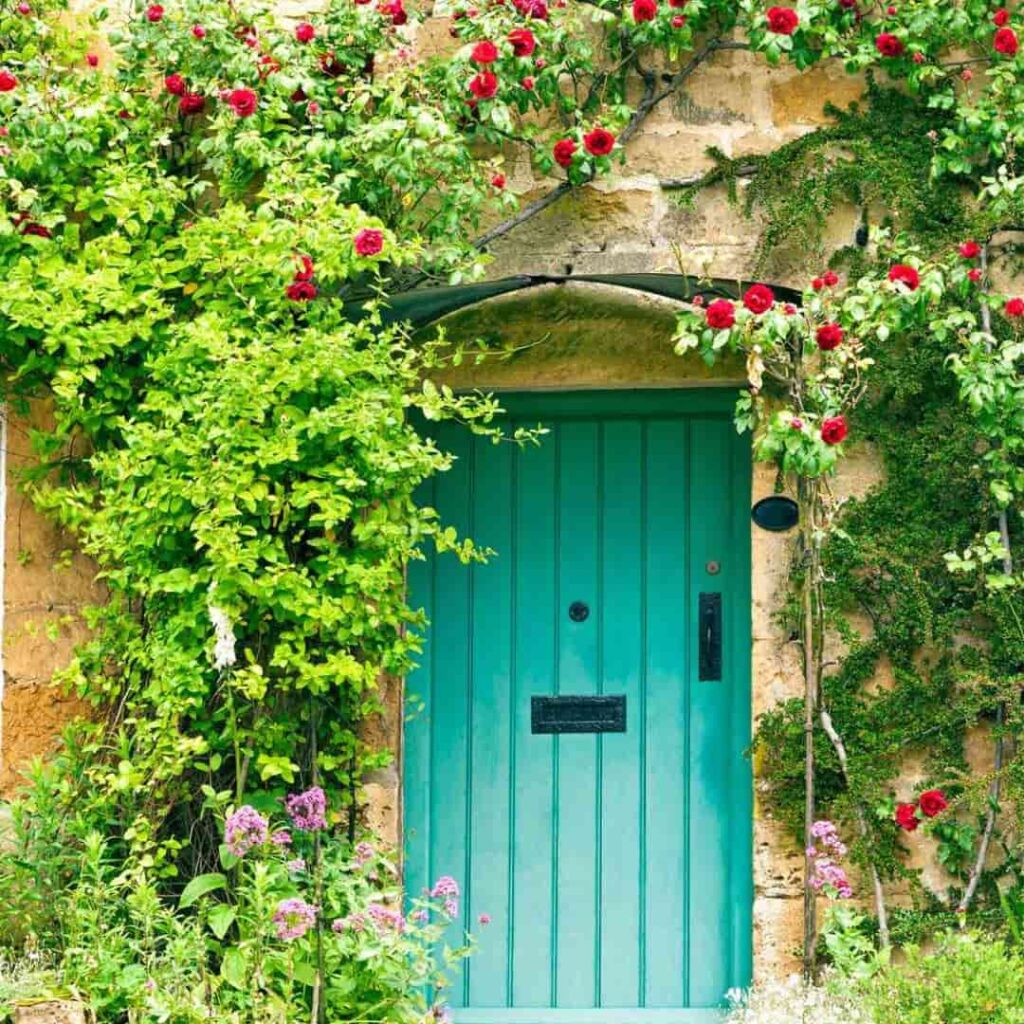 a whimsical entryway of a fairytale garden