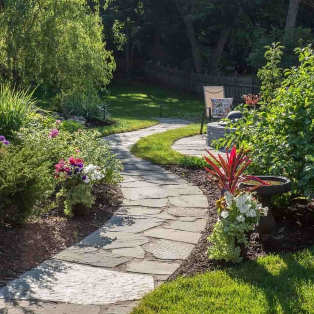 an image of stone pathway in a garden