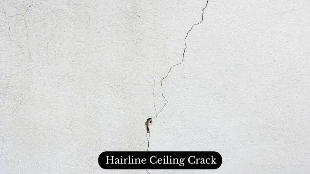a picture showing hairline ceiling cracks