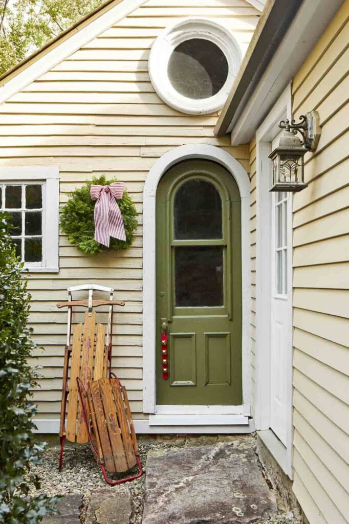 sage green house with Olive Green Front Door ideas