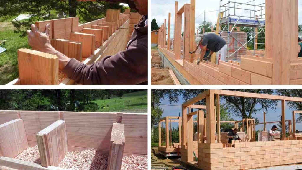 Image showing multiple steps of building a brikawood house