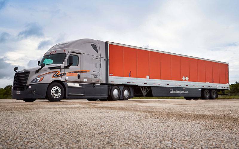One semi-truck with trailer