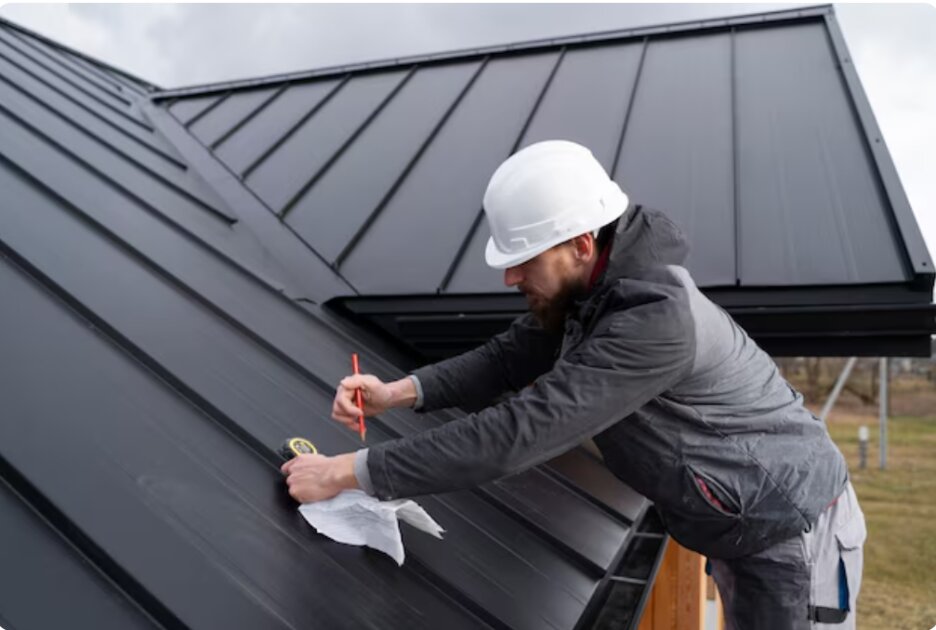 Man marking something on roof