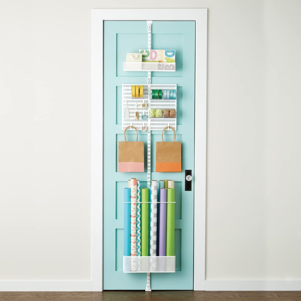 shelves behind door