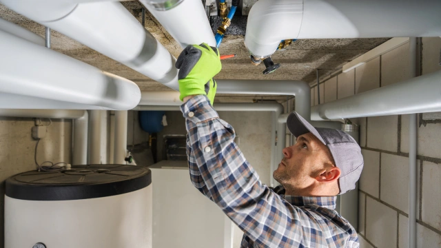 plumber checking plumbing pipes