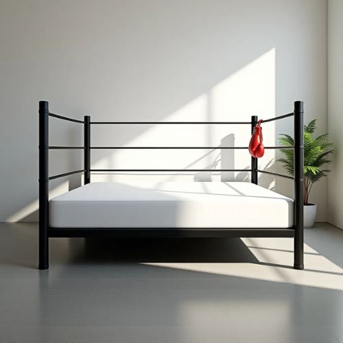 an image of a white minimalist boxing bed