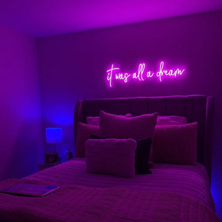 neon word in bedroom