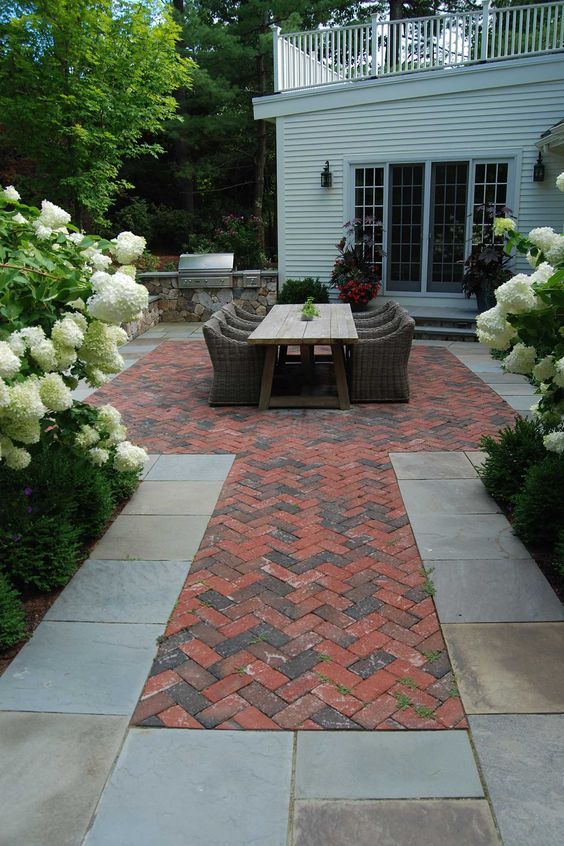 Herringbone pattern patio