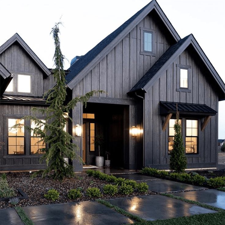 black house with shutters