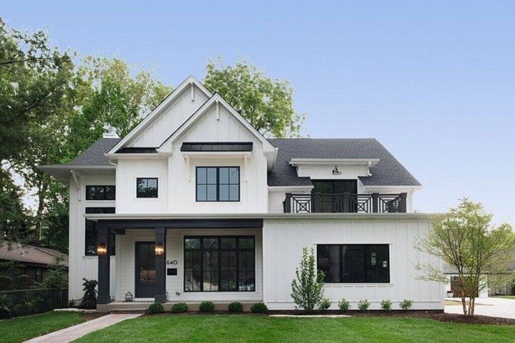 large black window on a white house