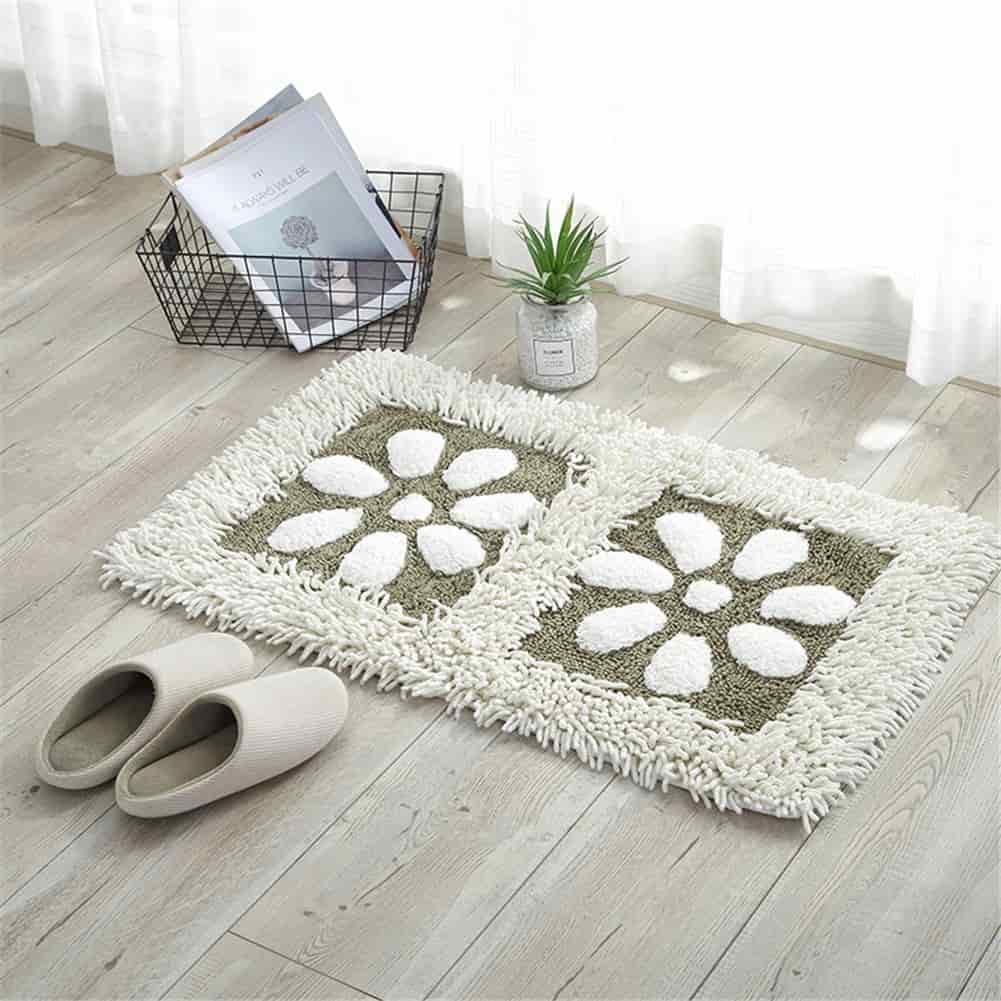 an image of small bathroom rug as a bathroom door mat
