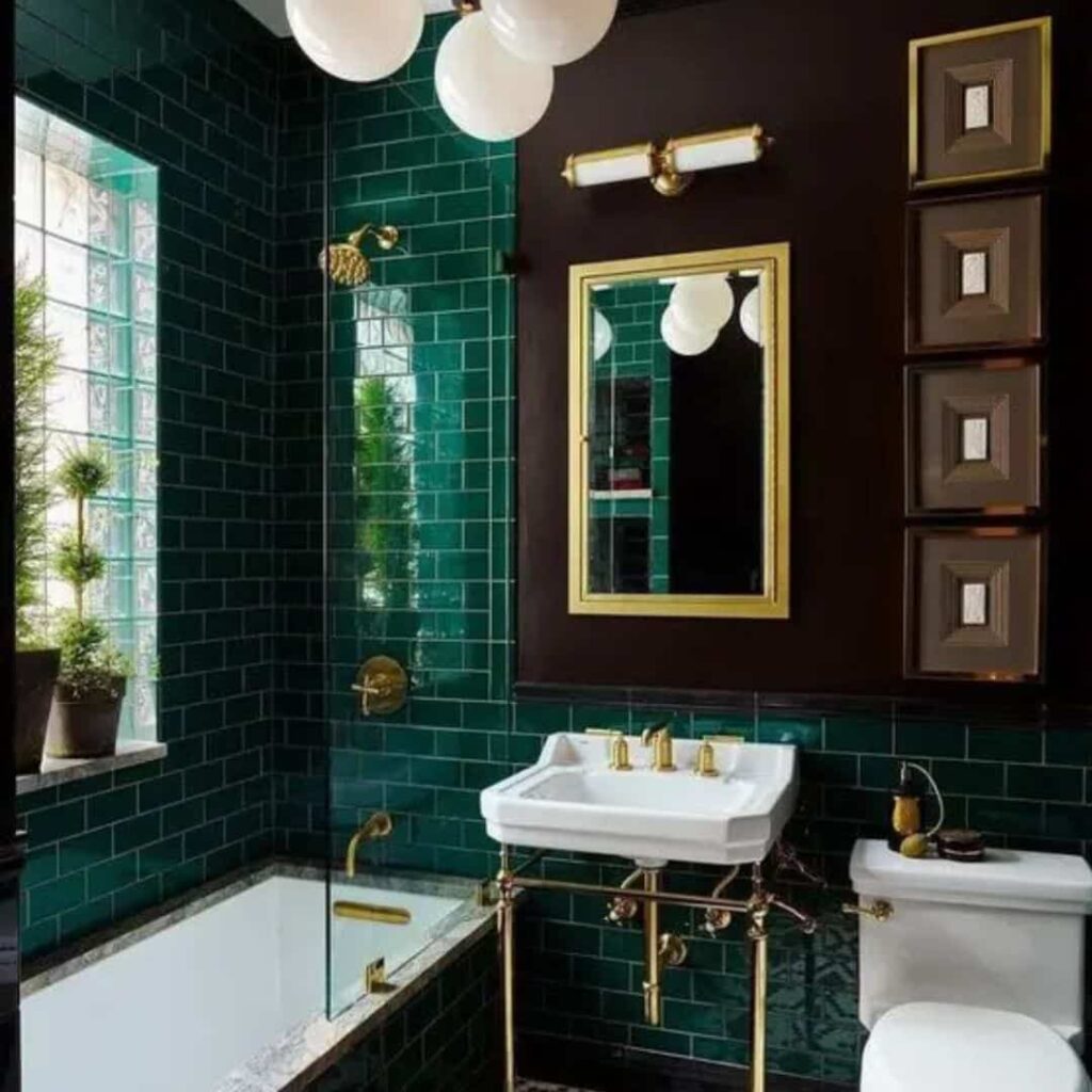 an image having Emerald Green Wall With Gold Accents