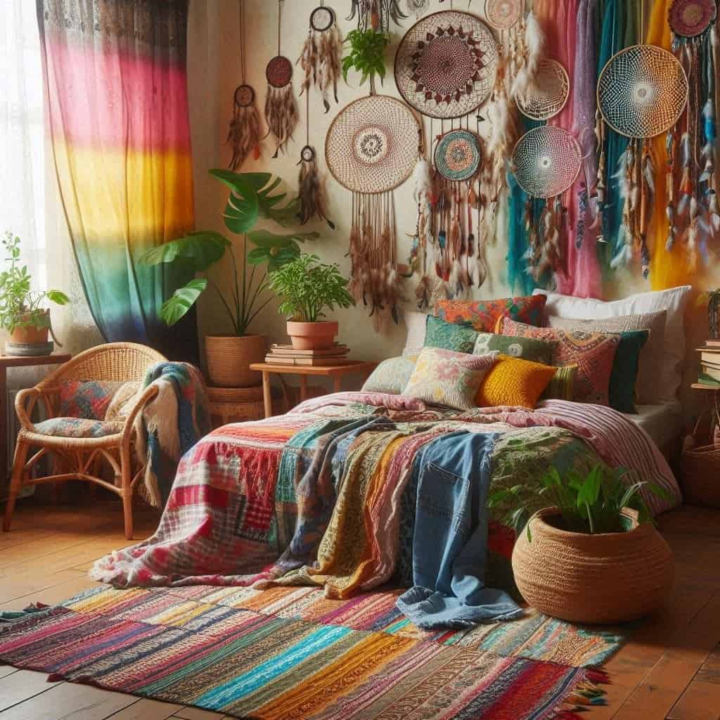 image showing layered textile incorporated in gypsy-boho -bedroom