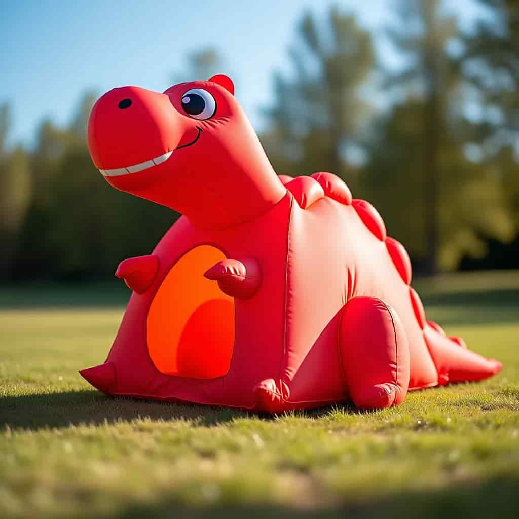 an image of a red colored dinosaur tent specifically designed for kids