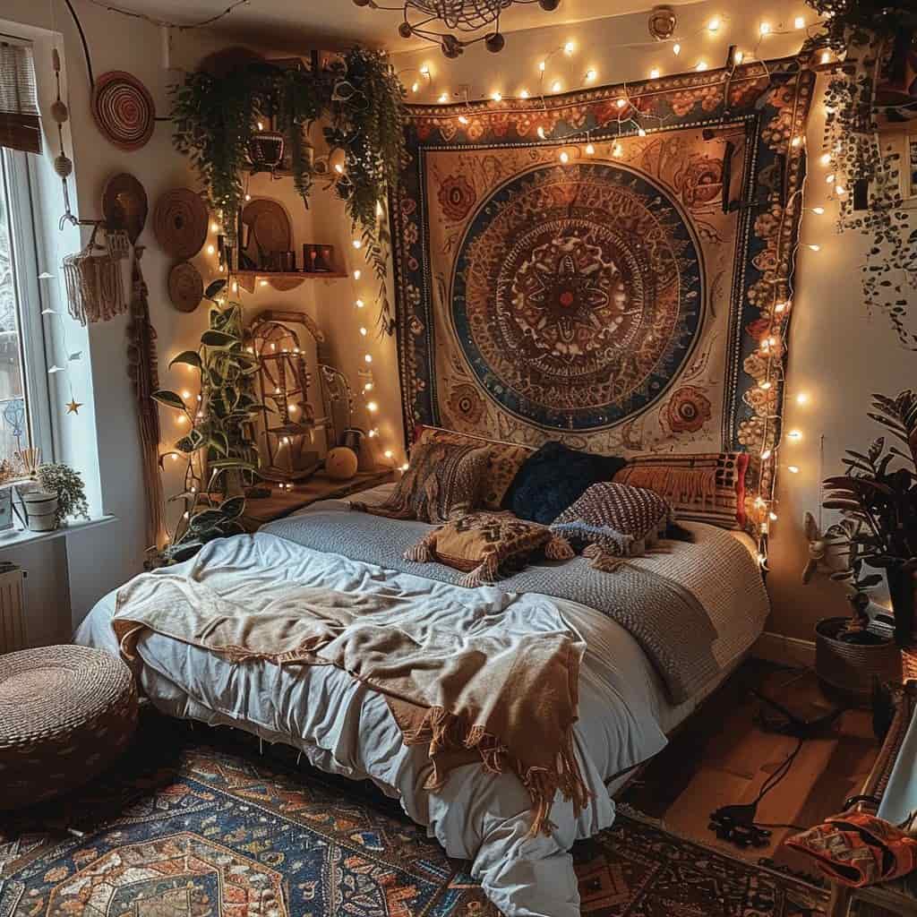 tapestry on gypsy boho bedroom wall