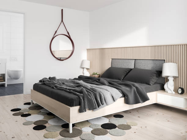 minimalist modern black and beige bedroom combination