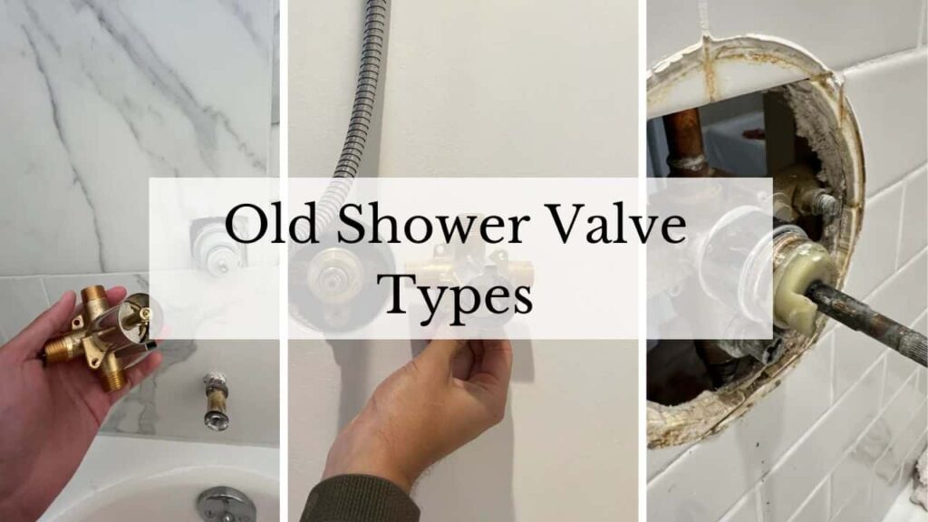 combined image of various old shower valve types