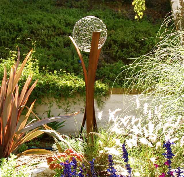 a sculpture in garden