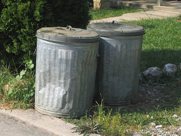 image of metal trash cans
