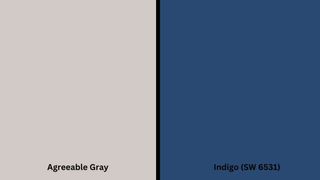 Indigo (SW 6531) and agreeable gray
