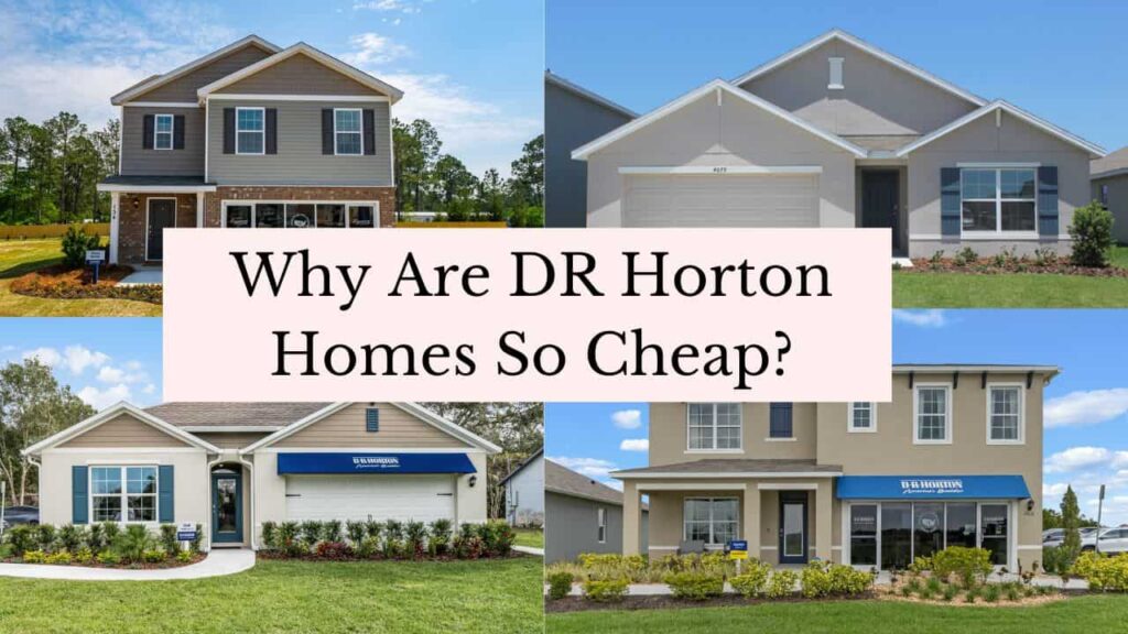 a collage with the text "why are dr horton homes so cheap" showing horton constructed homes