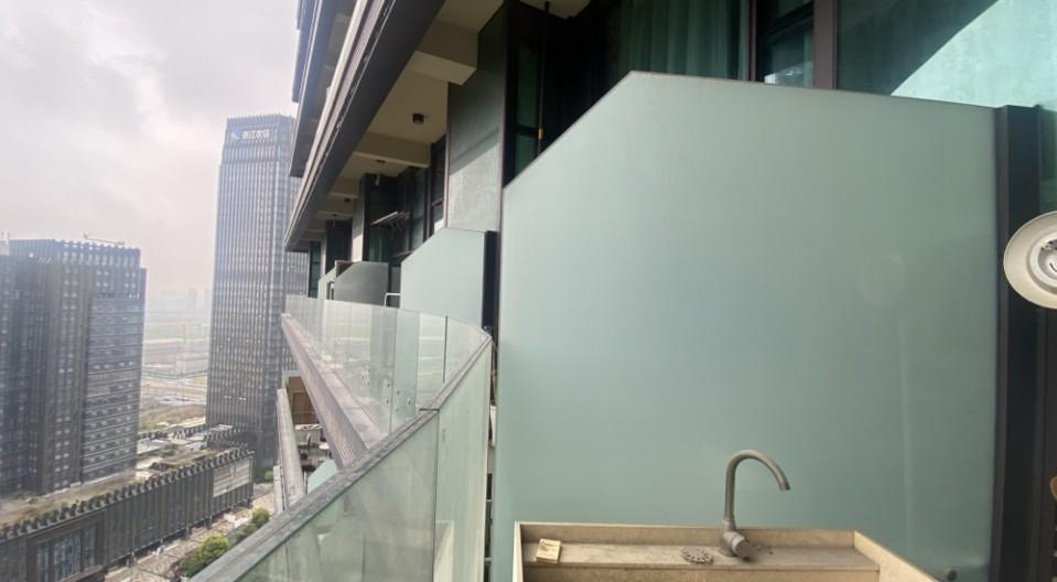 The view from the balcony of the dystopian apartment