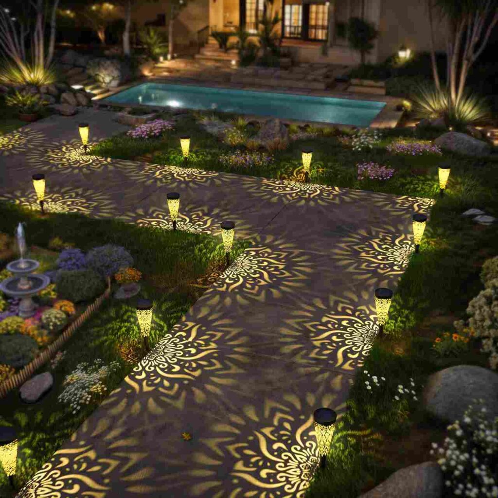 Backyard garden solar light for pathway