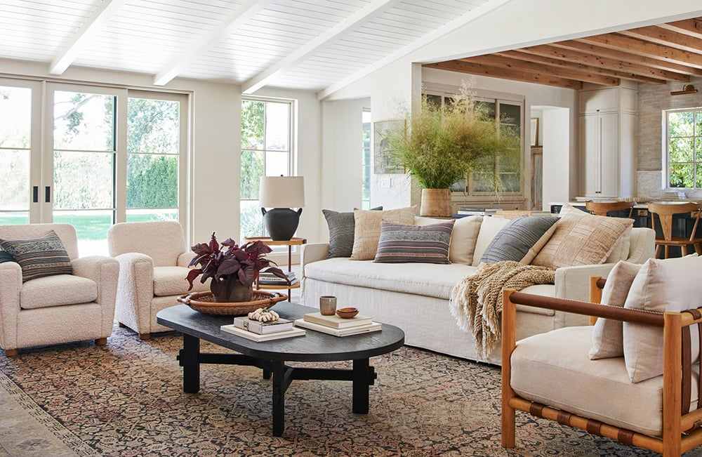 Emphasis in open concept living room