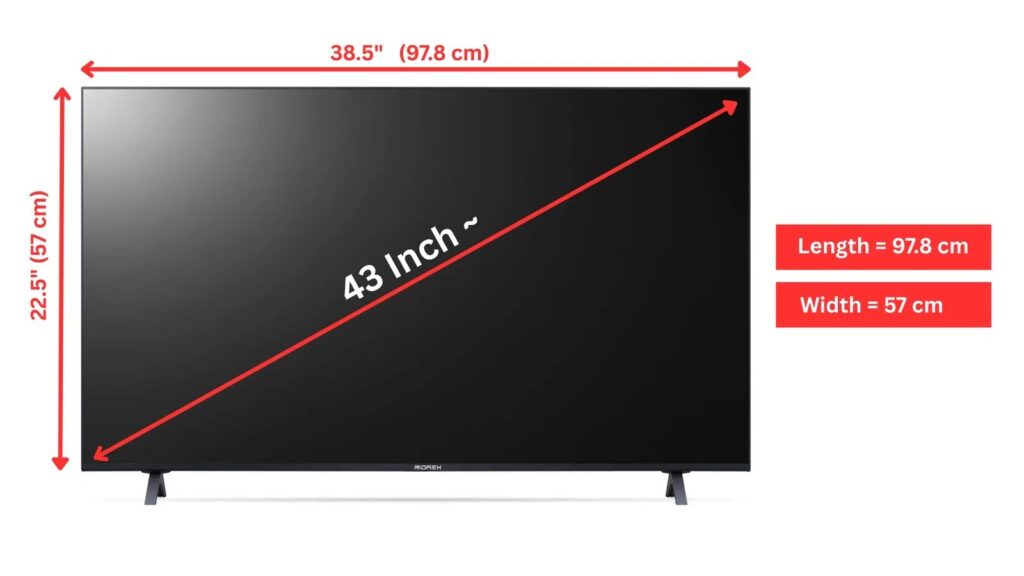 43 inch tv dimensions