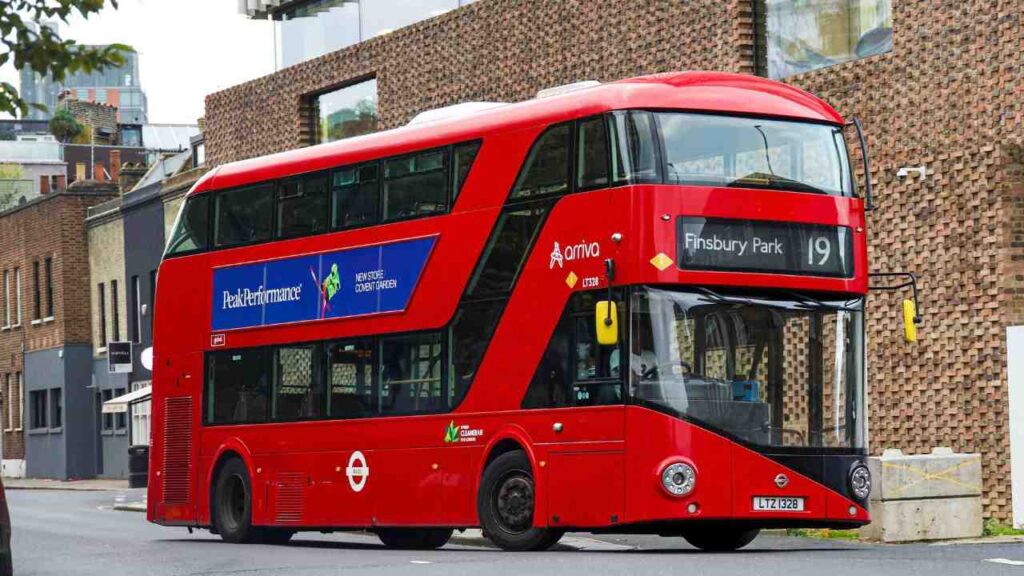 Three-fourth of a London Bus