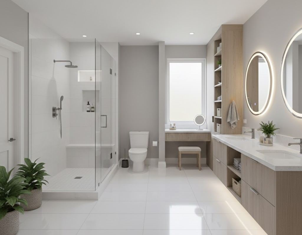 small bathroom with smart storage